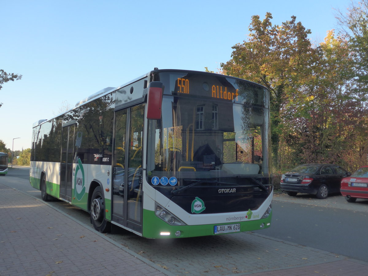(198'296) - Meidenbauer, K�nigstein - LAU-MK 628 - Otokar am 15. Oktober 2018 beim Bahnhof Altdorf