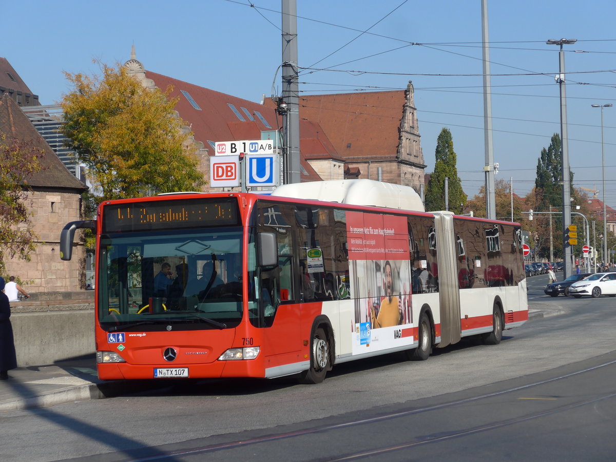 (198'327) - VAG N�rnberg - Nr. 750/N-TX 107 - Mercedes am 16. Oktober 2018 beim Hauptbahnhof N�rnberg