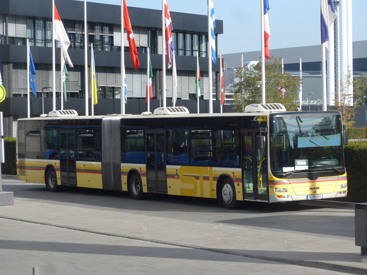 (198'349) - Bruckdorfer, N�rnberg - Nr. 119/N-NH 380 - MAN (ex STI Thun/CH Nr. 119) am 16. Oktober 2018 in N�rnberg, Messe