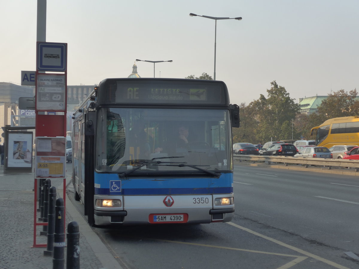 (198'375) - DPP Praha - Nr. 3350/5AM 4390 - Renault-Karosa am 18. Oktober 2018 in Praha, Hlavn� N�draz�