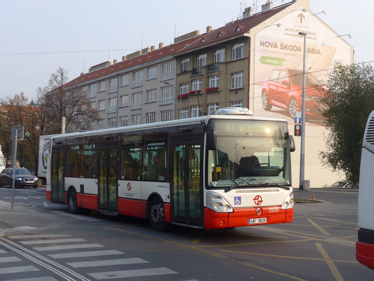 (198'478) - DPP Praha - Nr. 3506/4AF 9828 - Irisbus-Karosa am 19. Oktober 2018 in Praha, Dejvick�