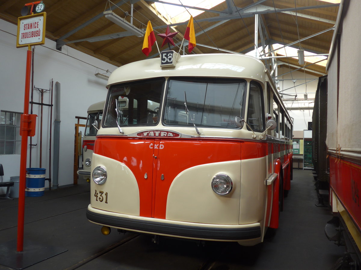 (198'798) - DPP Praha - Nr. 431 - Tatra Trolleybus (ex DPB Bratislava/SK; ex DPMIJ Liberec; ex DPP Praha Nr. 431) am 20. Oktob er 2018 in Praha, �PNV-Museum