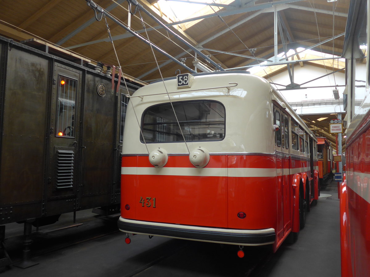 (198'799) - DPP Praha - Nr. 431 - Tarta Trolleybus (ex DPB Bratislava/SK; DPMIJ Liberec; ex DPP Praha Nr. 431) am 20. Oktober 2018 in Praha, �PNV-Museum