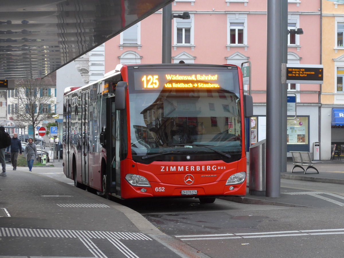 (199'785) - AHW Horgen - Nr. 652/ZH 878'274 - Mercedes am 8. Dezember 2018 beim Bahnhof W�denswil