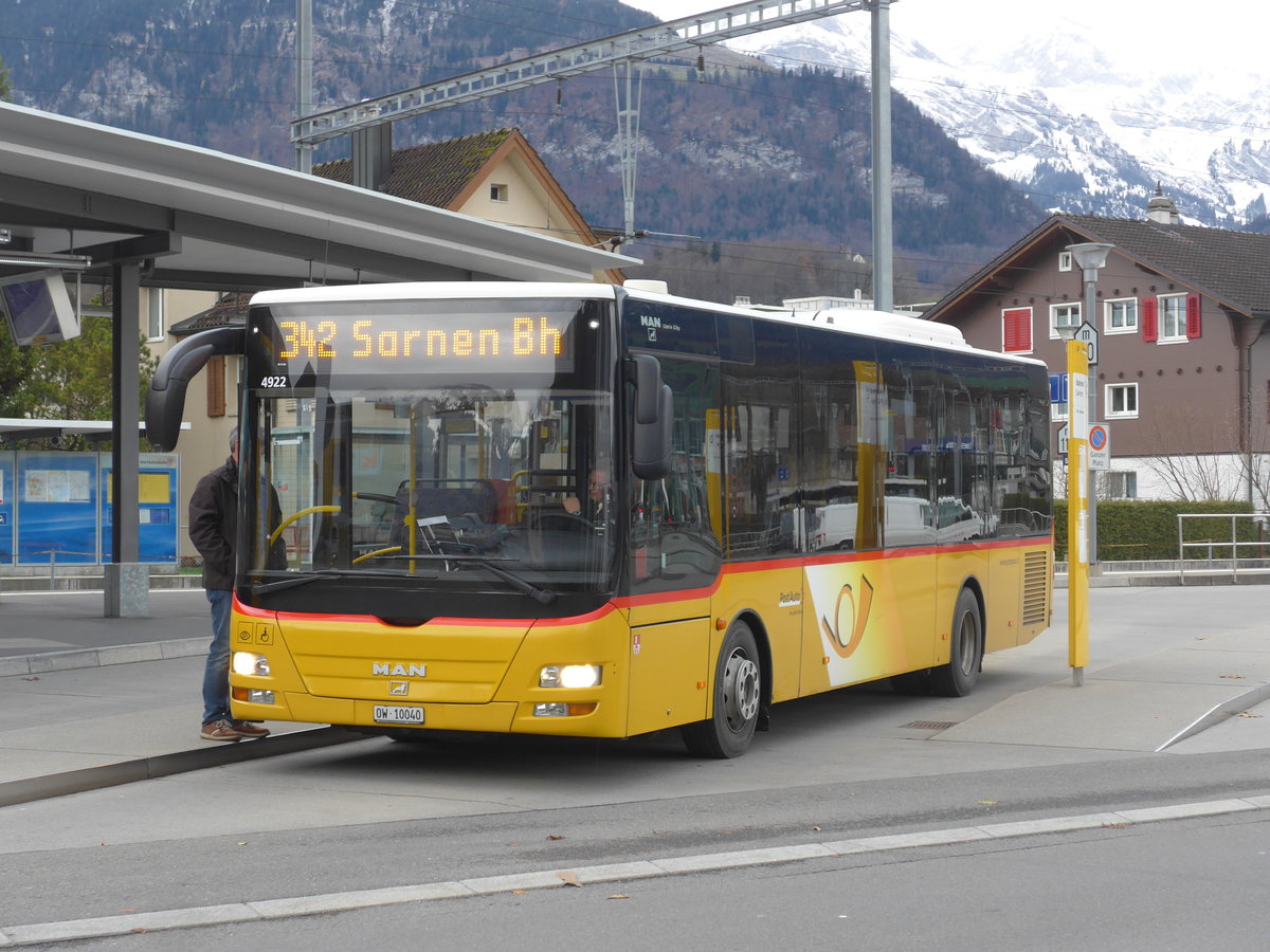 (199'844) - Dillier, Sarnen - Nr. 7/OW 10'040 - MAN/G�ppel am 8. Dezember 2018 beim Bahnhof Sarnen