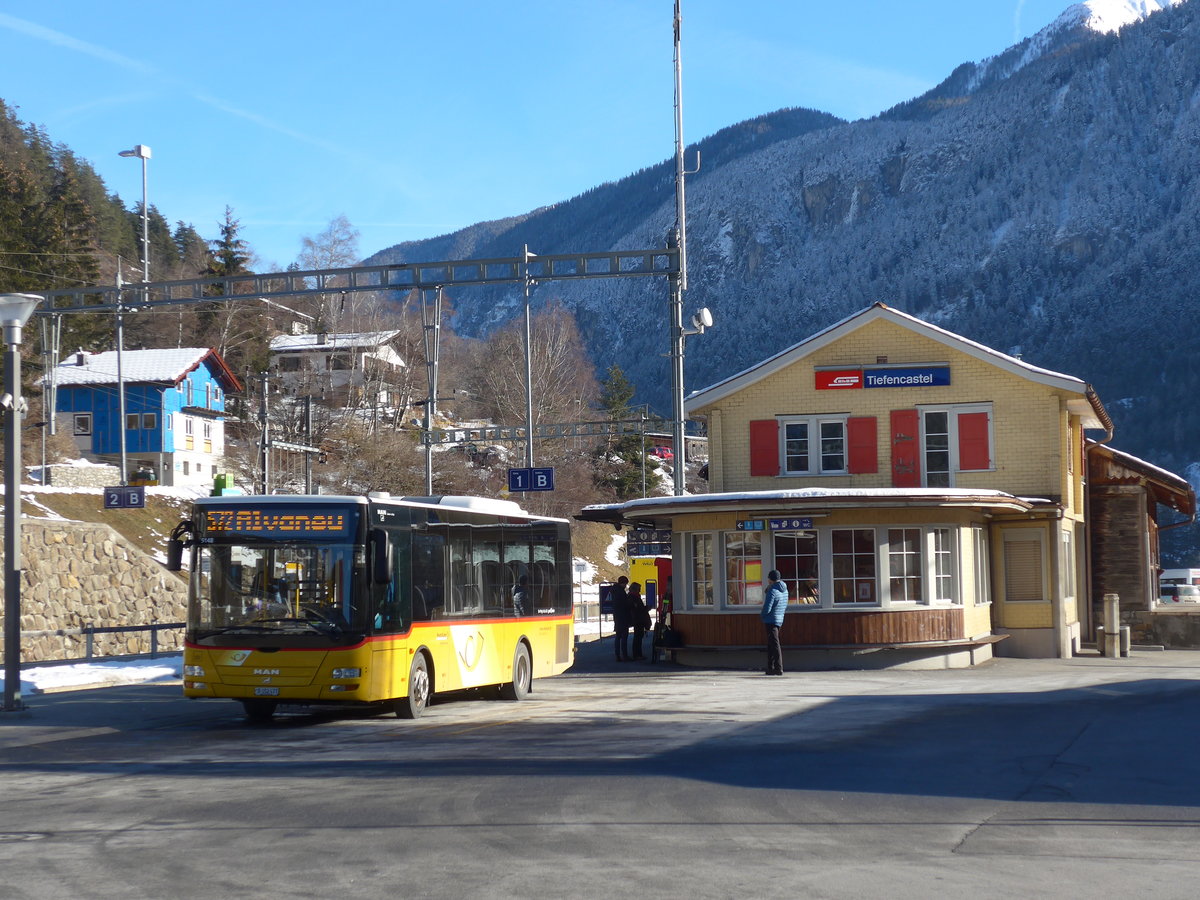 (200'303) - Bossi&Hemmi, Tiefencastel - GR 152'471 - MAN/G�ppel am 26. Dezember 2018 beim Bahnhof Tiefencastel