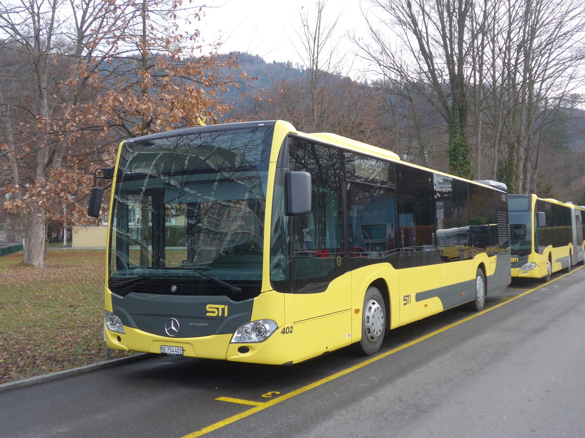 (200'423) - STI Thun - Nr. 402/BE 754'402 - Mercedes am 31. Dezember 2018 bei der Schiffl�ndte Thun