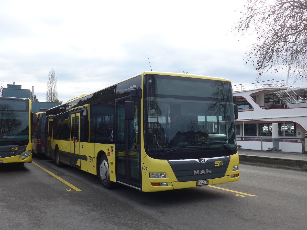 (200'464) - STI Thun - Nr. 401/BE 849'401 - MAN am 31. Dezember 2018 bei der Schiffl�ndte Thun