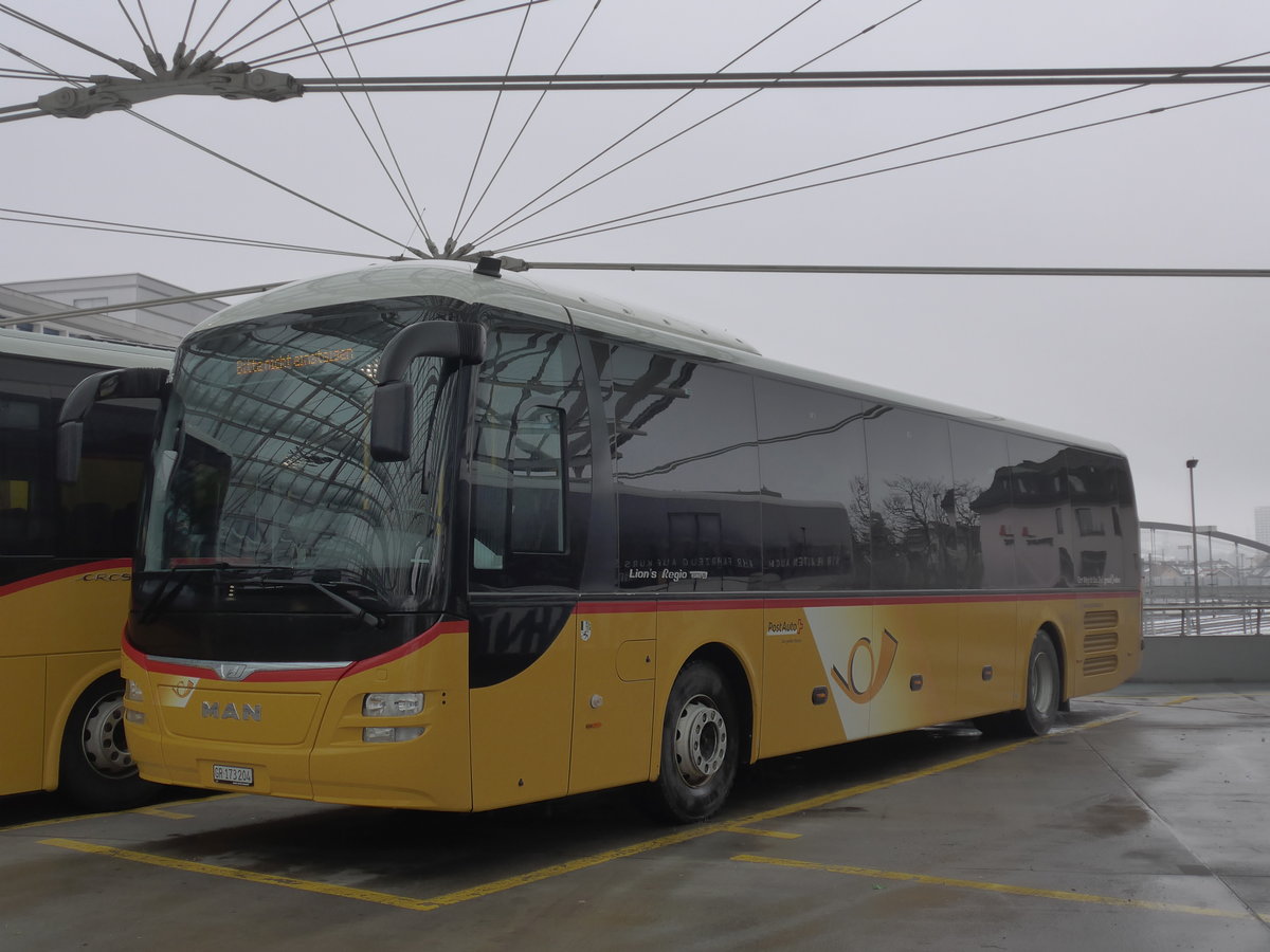 (201'386) - PostAuto Graub�nden - GR 173'204 - MAN am 2. Februar 2019 in Chur, Postautostation