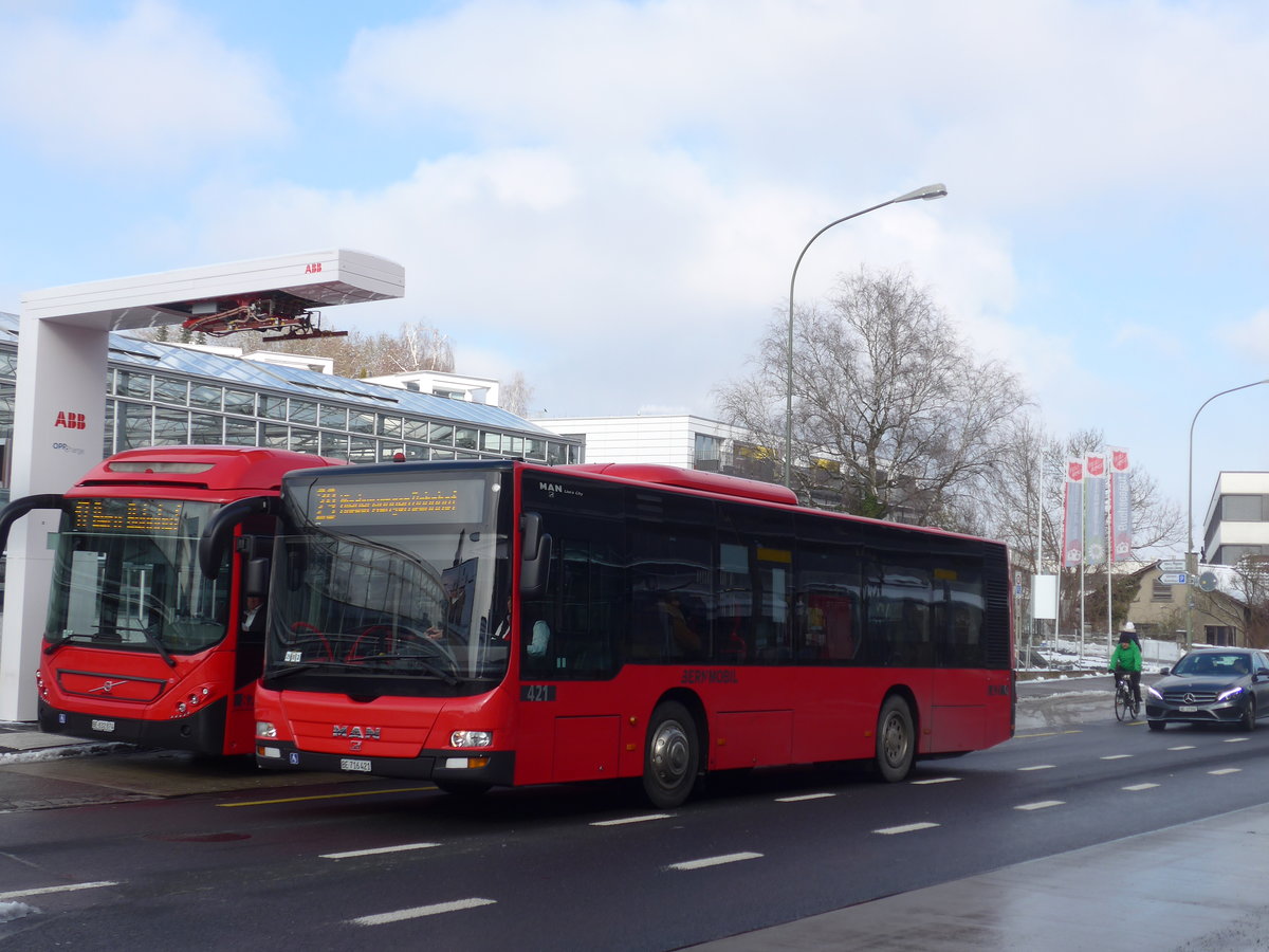 (201'442) - Bernmobil, Bern - Nr. 421/BE 716'421 - MAN am 4. Februar 2019 in K�niz, Weiermatt