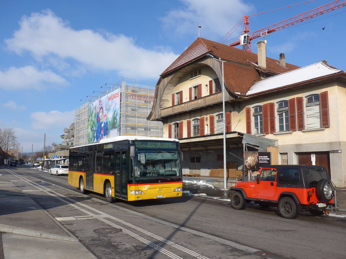 (201'466) - PostAuto Bern - BE 508'209 - Mercedes (ex Portenier, Adelboden Nr. 9) am 4. Februar 2019 beim Bahnhof M�nsingen