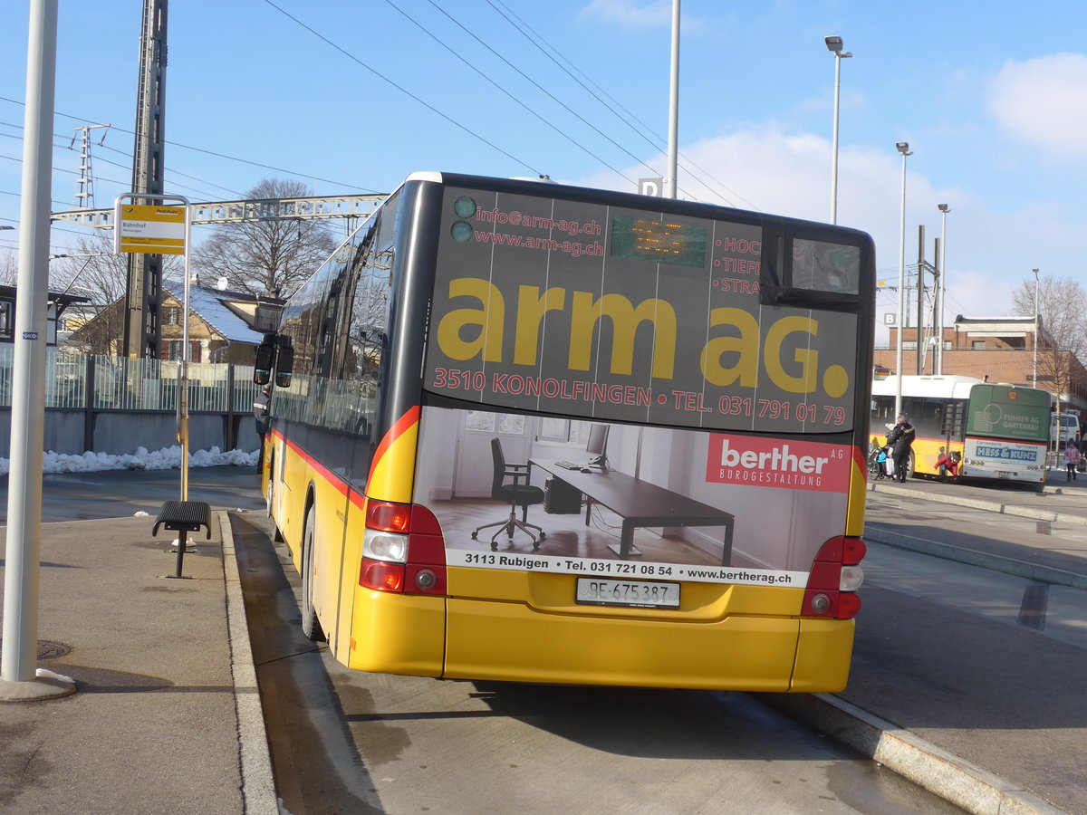 (201'468) - PostAuto Bern - Nr. 541/BE 675'387 - MAN am 4. Februar 2019 beim Bahnhof M�nsingen