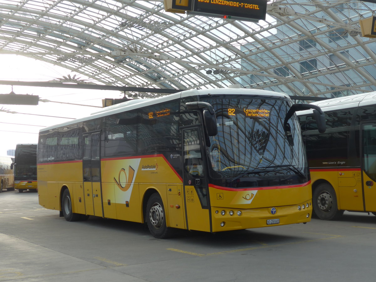 (201'855) - CarPostal Ouest - VD 258'665 - Temsa (ex TpM, Mesocco Nr. 17; ex AutoPostale Ticino) am 2. M�rz 2019 in Chur, Postautostation