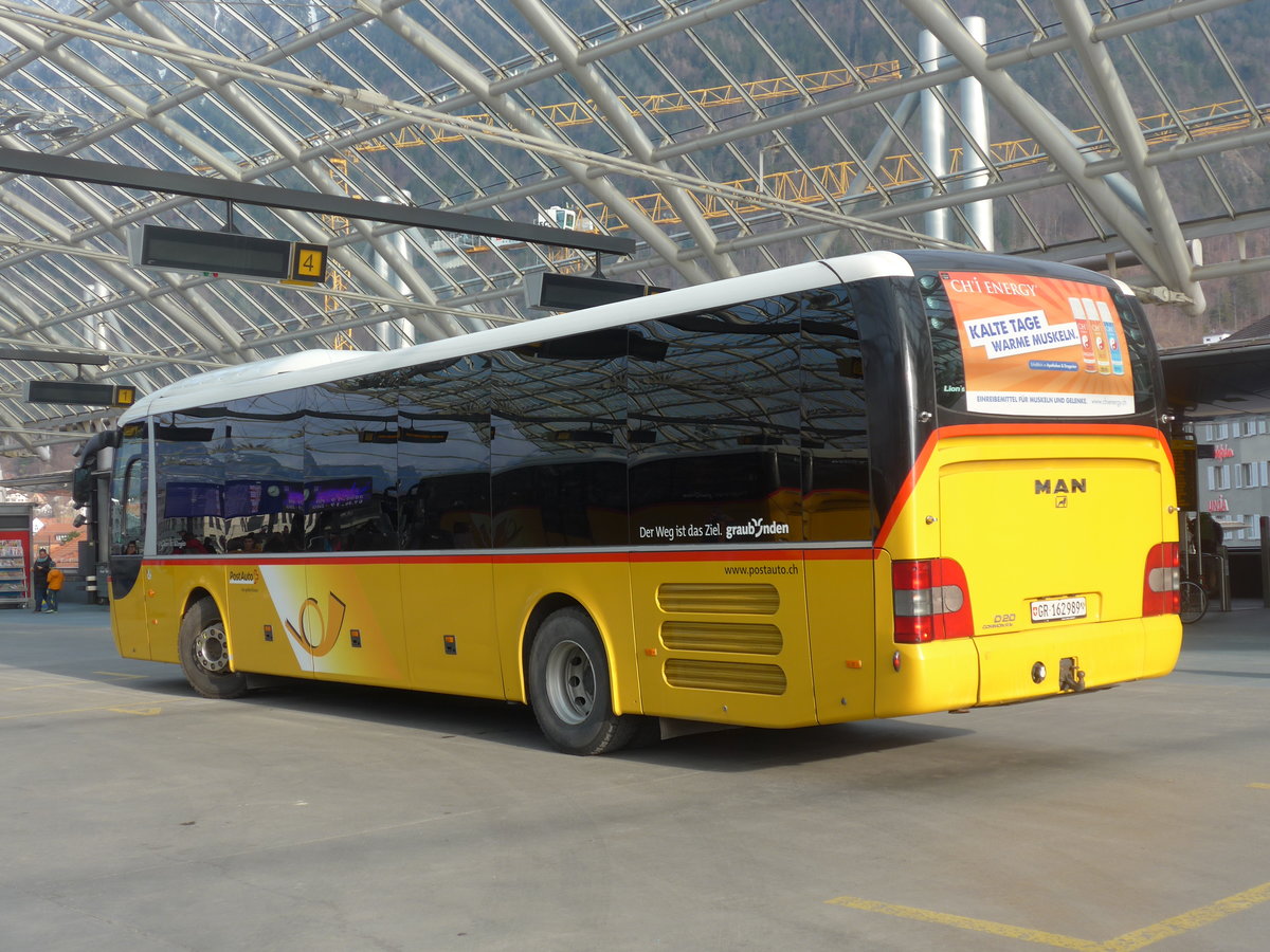 (201'861) - PostAuto Graub�nden - GR 162'989 - MAN am 2. M�rz 2019 in Chur, Postautostation