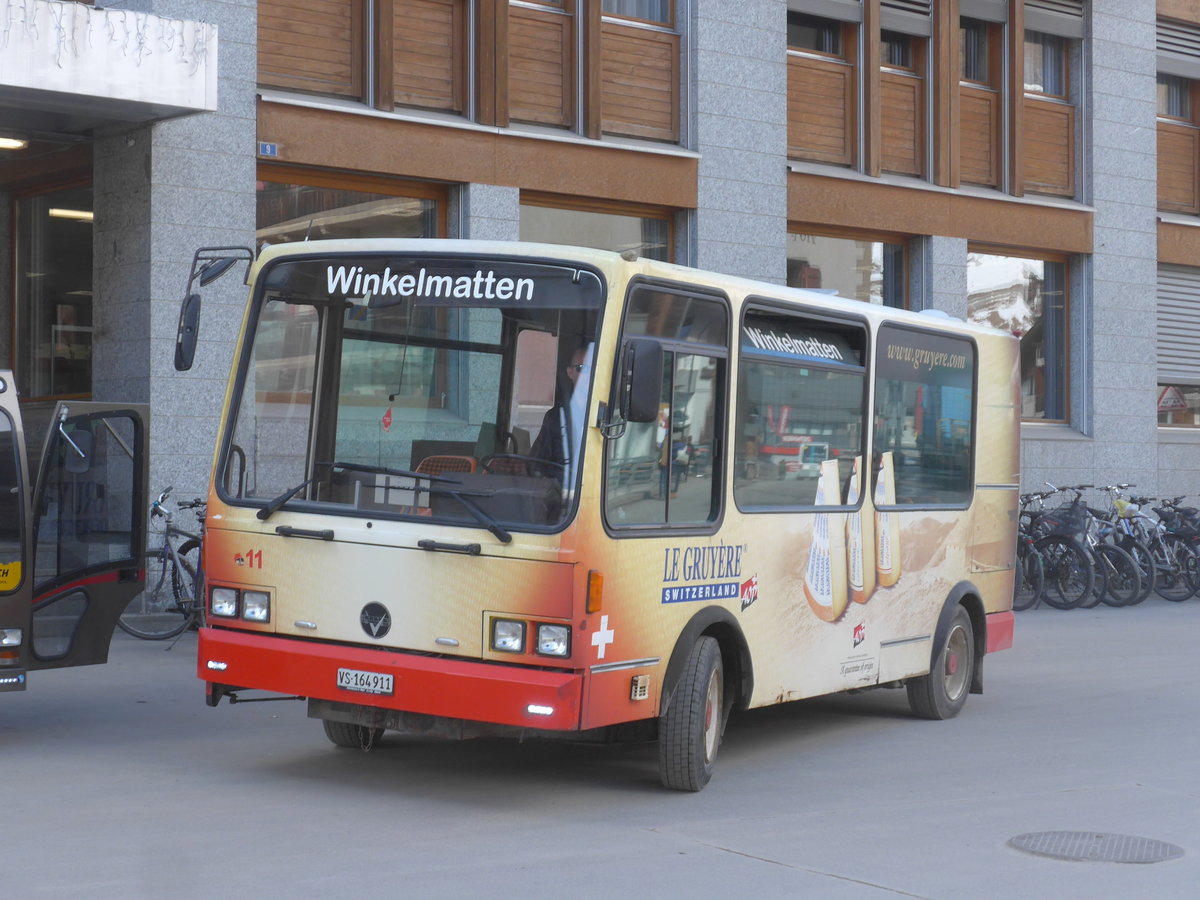 (201'881) - OBZ Zermatt - Nr. 11/VS 164'911 - Vetter am 3. M�rz 2019 beim Bahnhof Zermatt