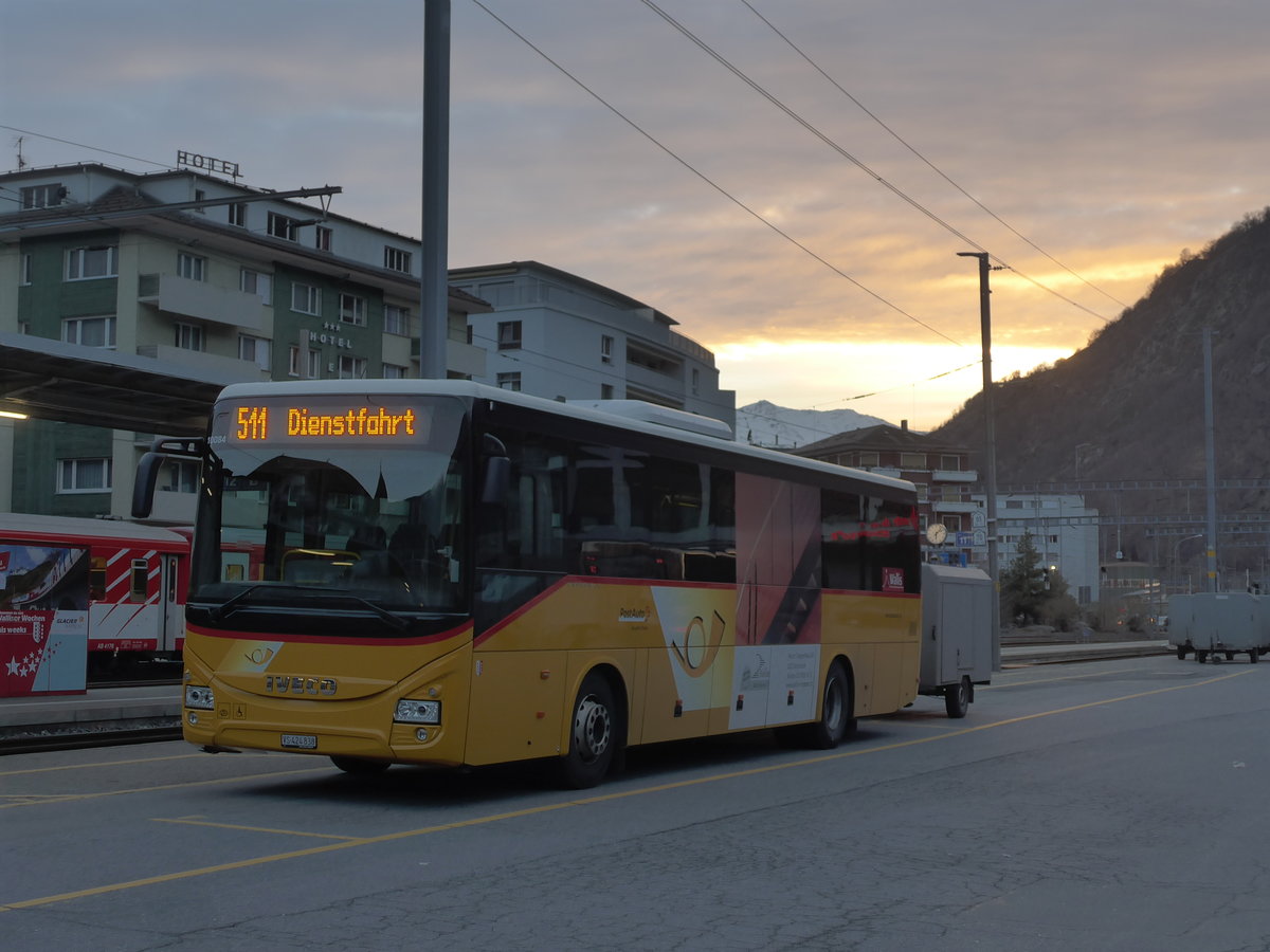 (201'924) - PostAuto Wallis - VS 424'838 - Iveco am 3. M�rz 2019 beim Bahnhof Brig