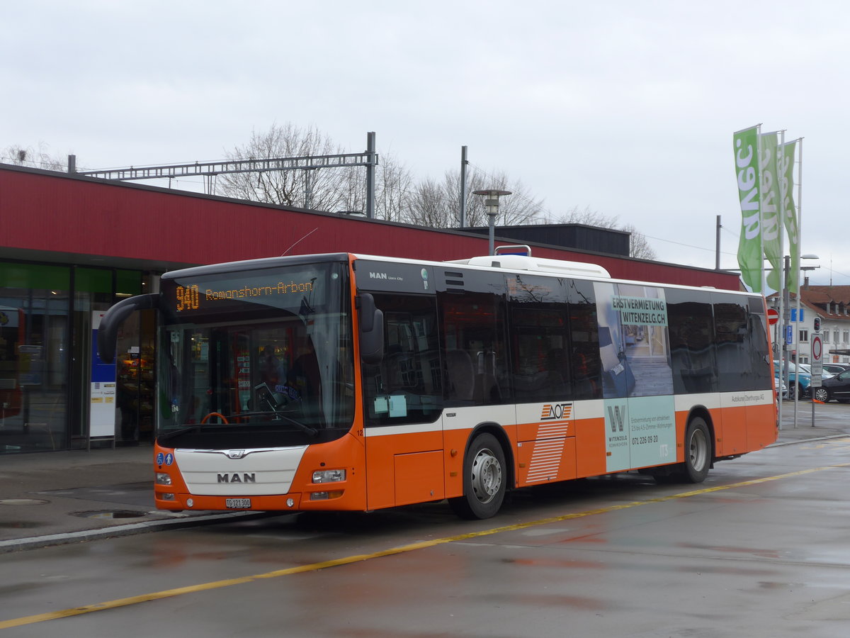 (201'970) - AOT Amriswil - Nr. 12/TG 121'300 - MAN am 4. M�rz 2019 beim Bahnhof Amriswil