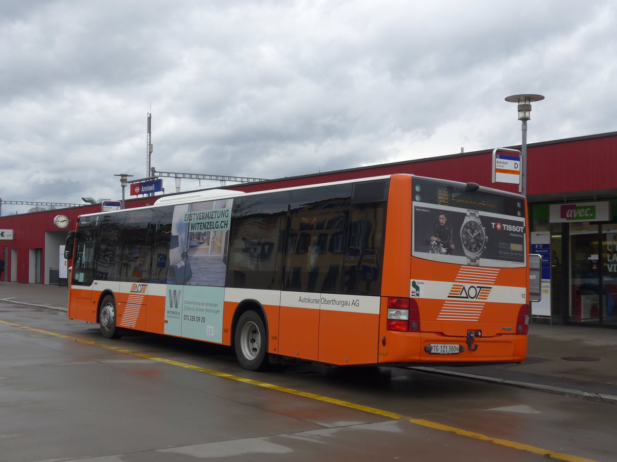 (201'971) - AOT Amriswil - Nr. 12/TG 121'300 - MAN am 4. M�rz 2019 beim Bahnhof Amriswil