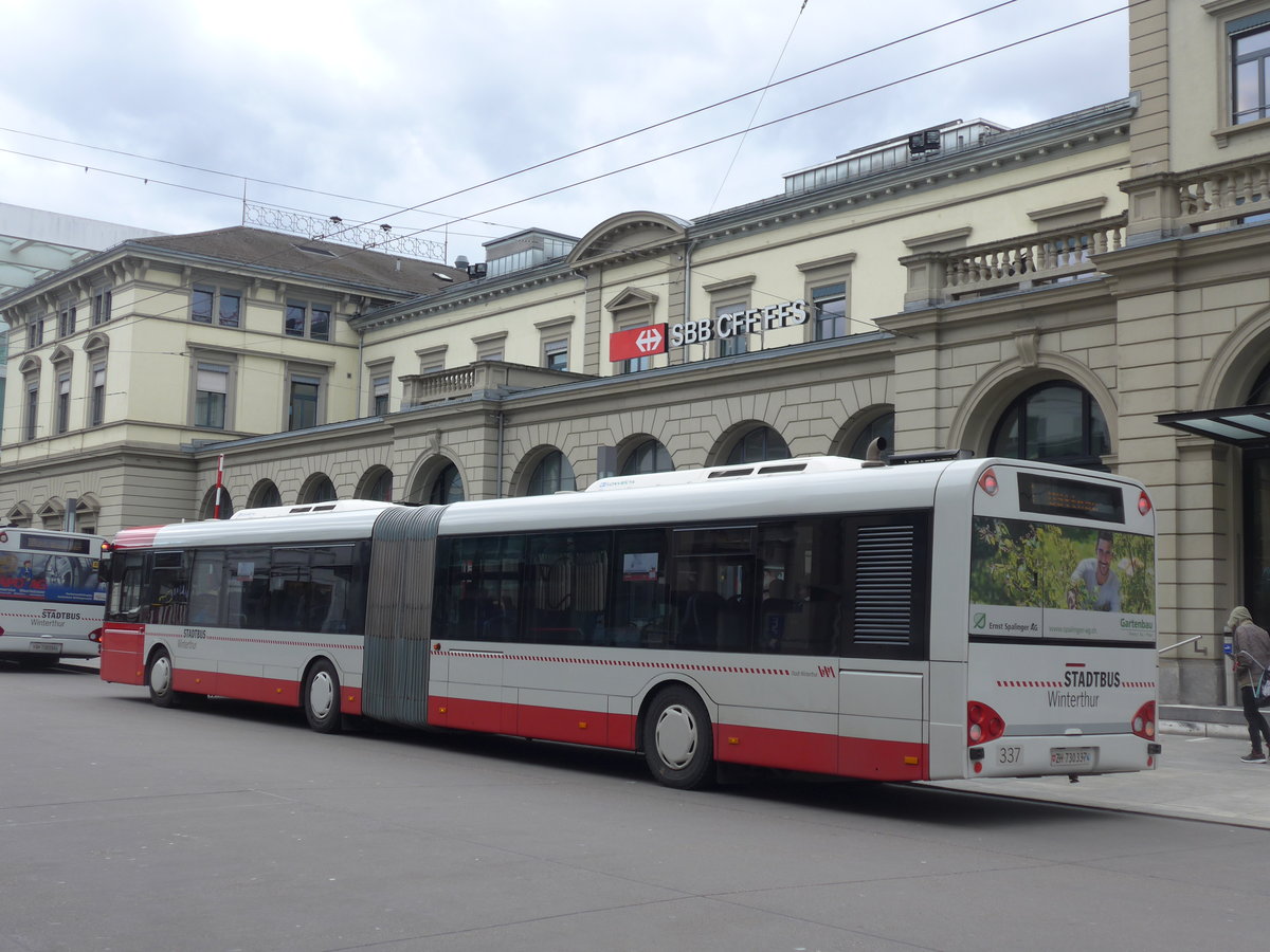 (201'993) - SW Winterthur - Nr. 337/ZH 730'337 - Solaris am 4. M�rz 2019 beim Hauptbahnhof Winterthur