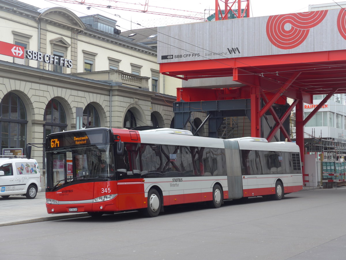 (201'996) - SW Winterthur - Nr. 345/ZH 766'345 - Solaris am 4. M�rz 2019 beim Hauptbahnhof Winterthur