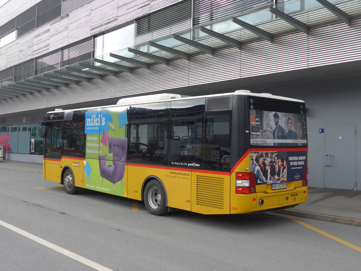 (202'040) - Gessinger, Bad Ragaz - GR 102'391 - MAN/G�ppel am 10. M�rz 2019 beim Bahnhof Landquart