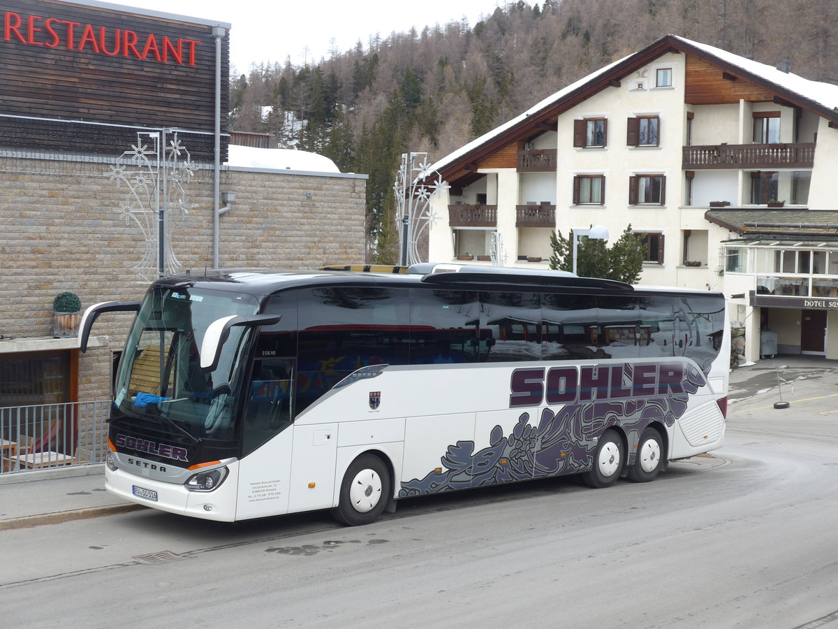 (202'099) - Aus Deutschland: Sohler, Wangen - RV-SO 516 - Setra am 10. M�rz 2019 in Surlej, Corvatschbahn