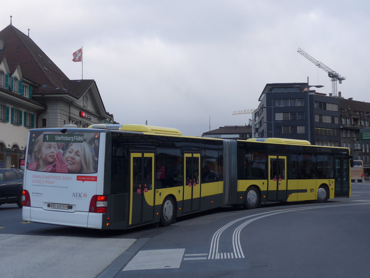 (202'143) - STI Thun - Nr. 701/BE 849'701 - MAN am 11. M�rz 2019 beim Bahnhof Thun