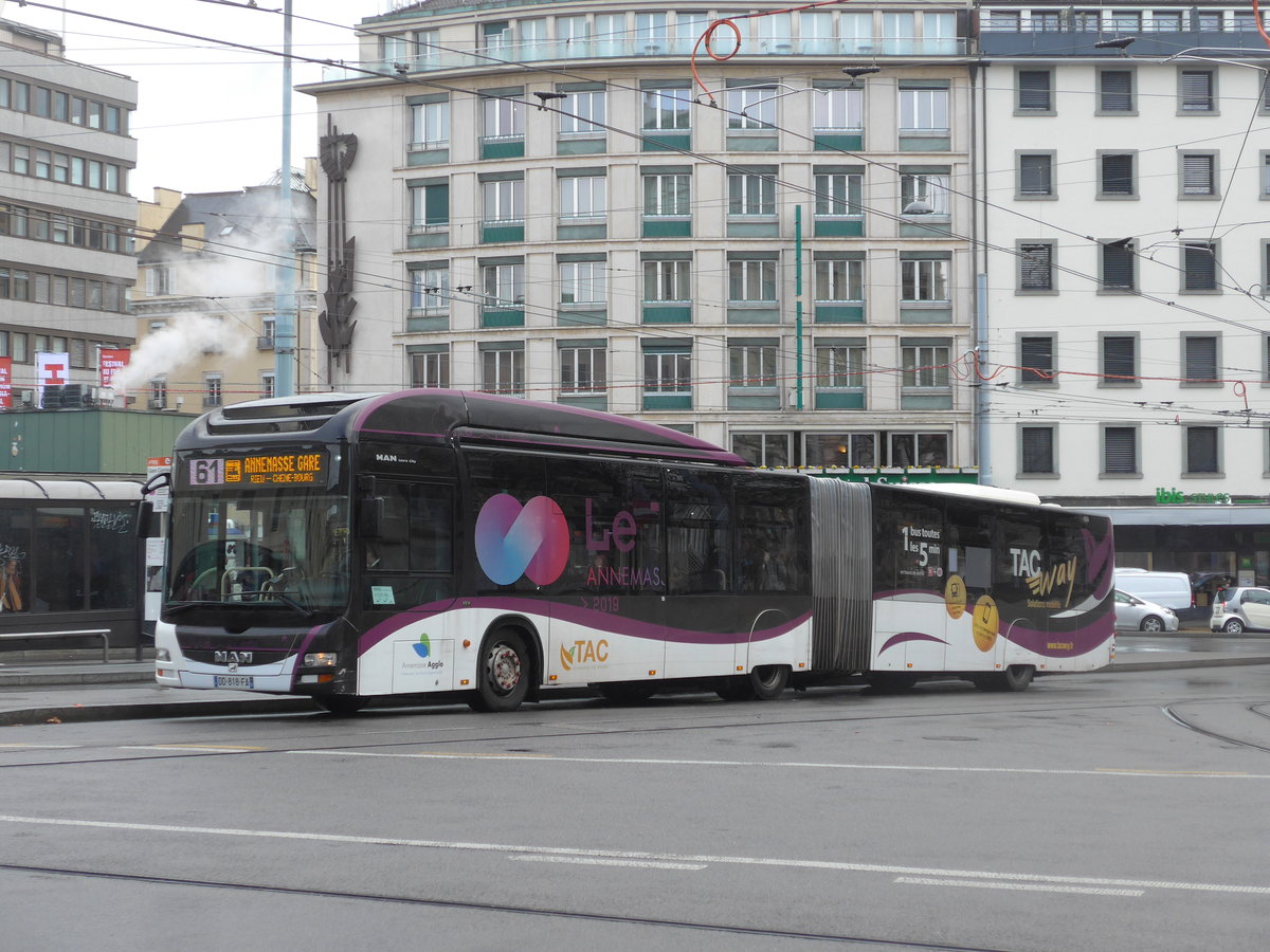 (202'253) - Aus Frankreich: TAC Annemasse - Nr. 509/DD 818 FA - MAN am 11. M�rz 2019 beim Bahnhof Gen�ve