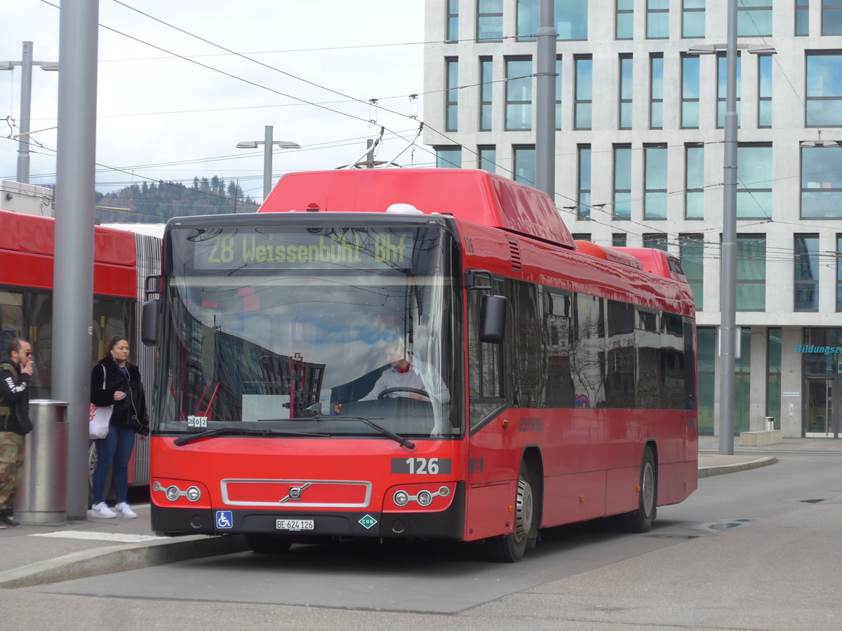 (202'506) - Bernmobil, Bern - Nr. 126/BE 624'126 - Volvo am 18. M�rz 2019 in Bern, Wankdorf