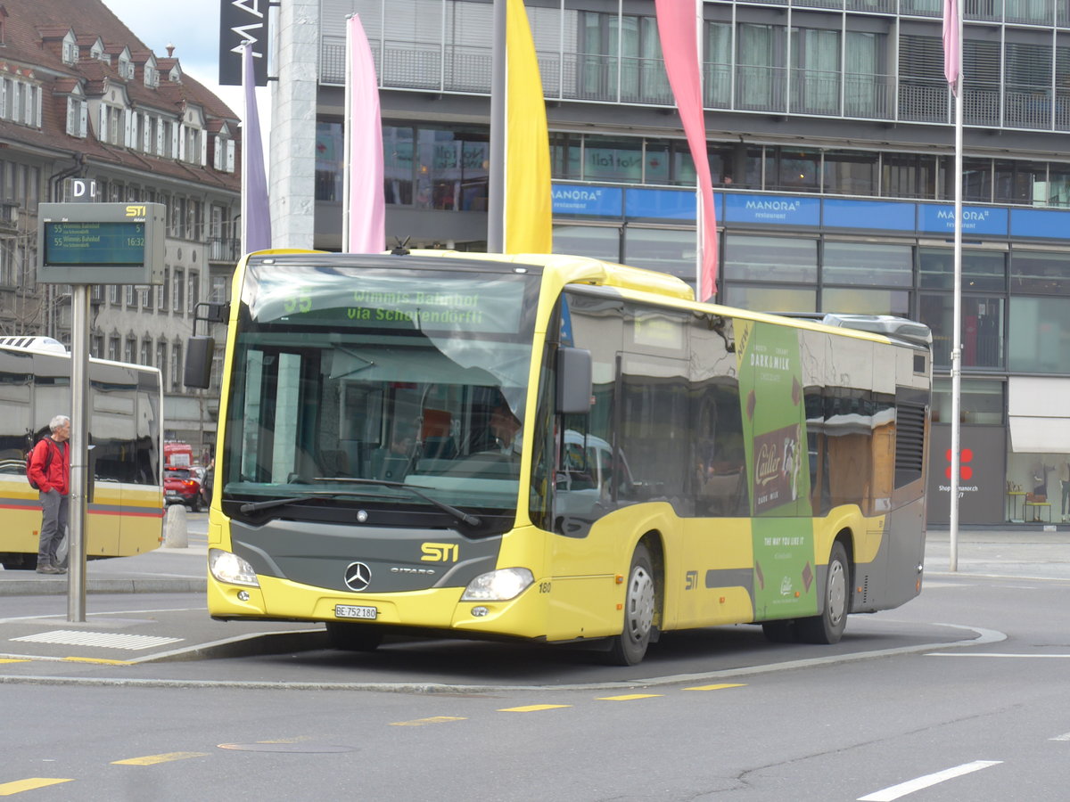 (202'514) - STI Thun - Nr. 180/BE 752'180 - Mercedes am 18. M�rz 2019 beim Bahnhof Thun