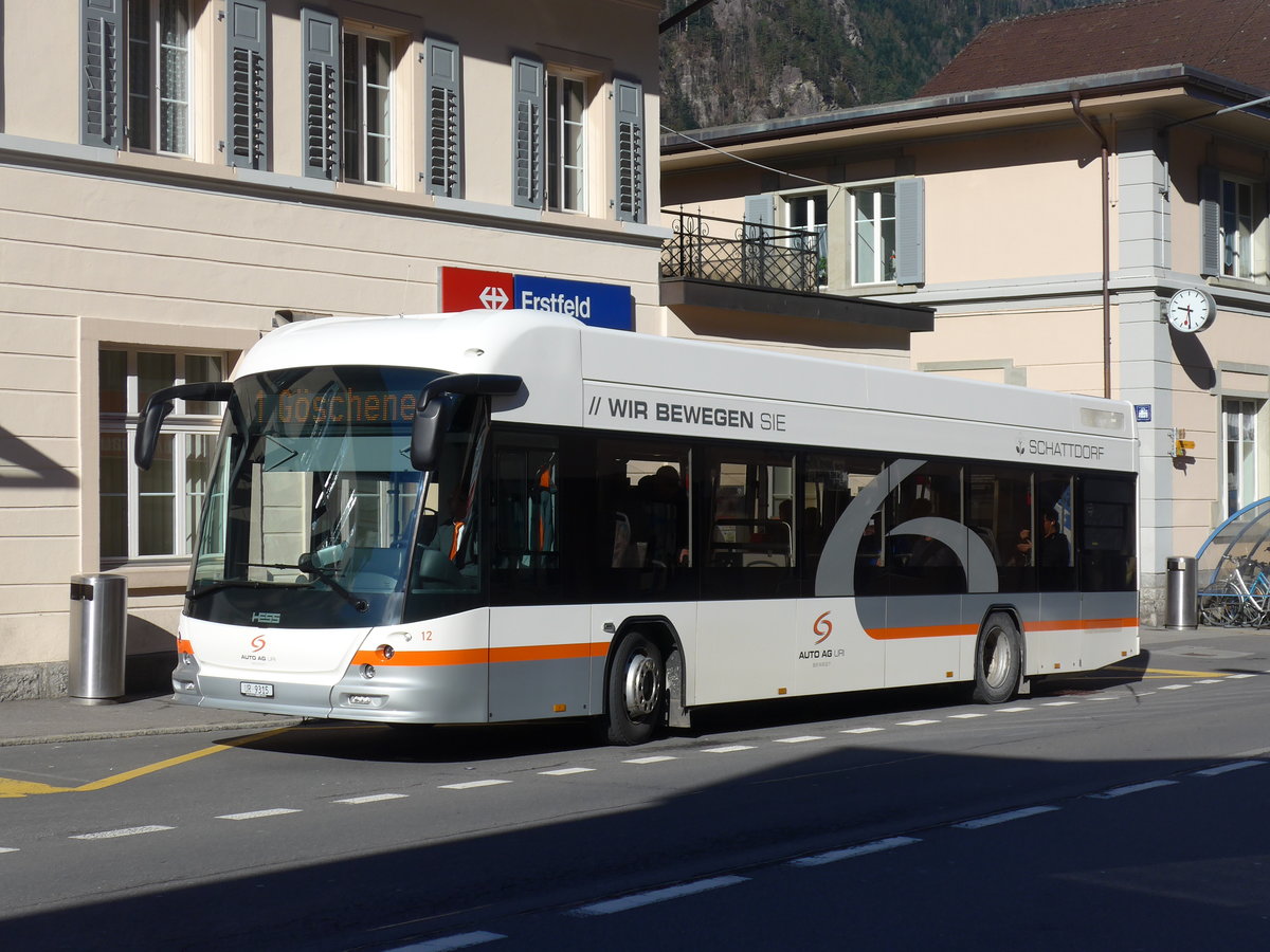 (202'521) - AAGU Altdorf - Nr. 12/UR 9315 - Hess am 19. M�rz 2019 beim Bahnhof Erstfeld
