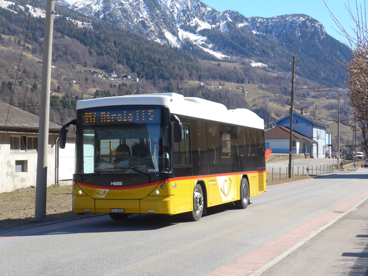 (202'553) - Barenco, Faido - TI 5530 - Scania/Hess am 19. M�rz 2019 beim Bahnhof Ambr�-Piotta