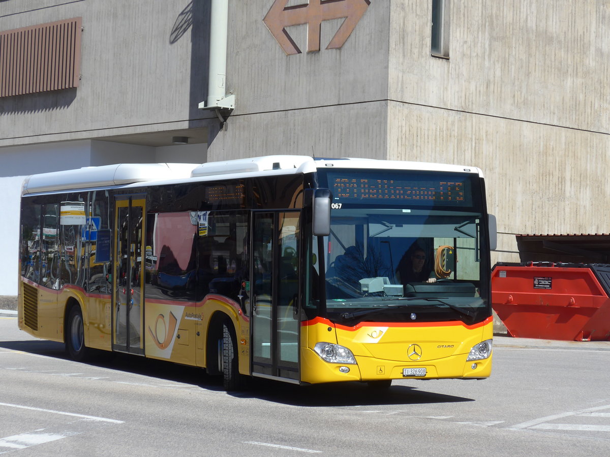 (202'579) - AutoPostale Ticino - TI 326'908 - Mercedes am 19. M�rz 2019 beim Bahnhof Biasca