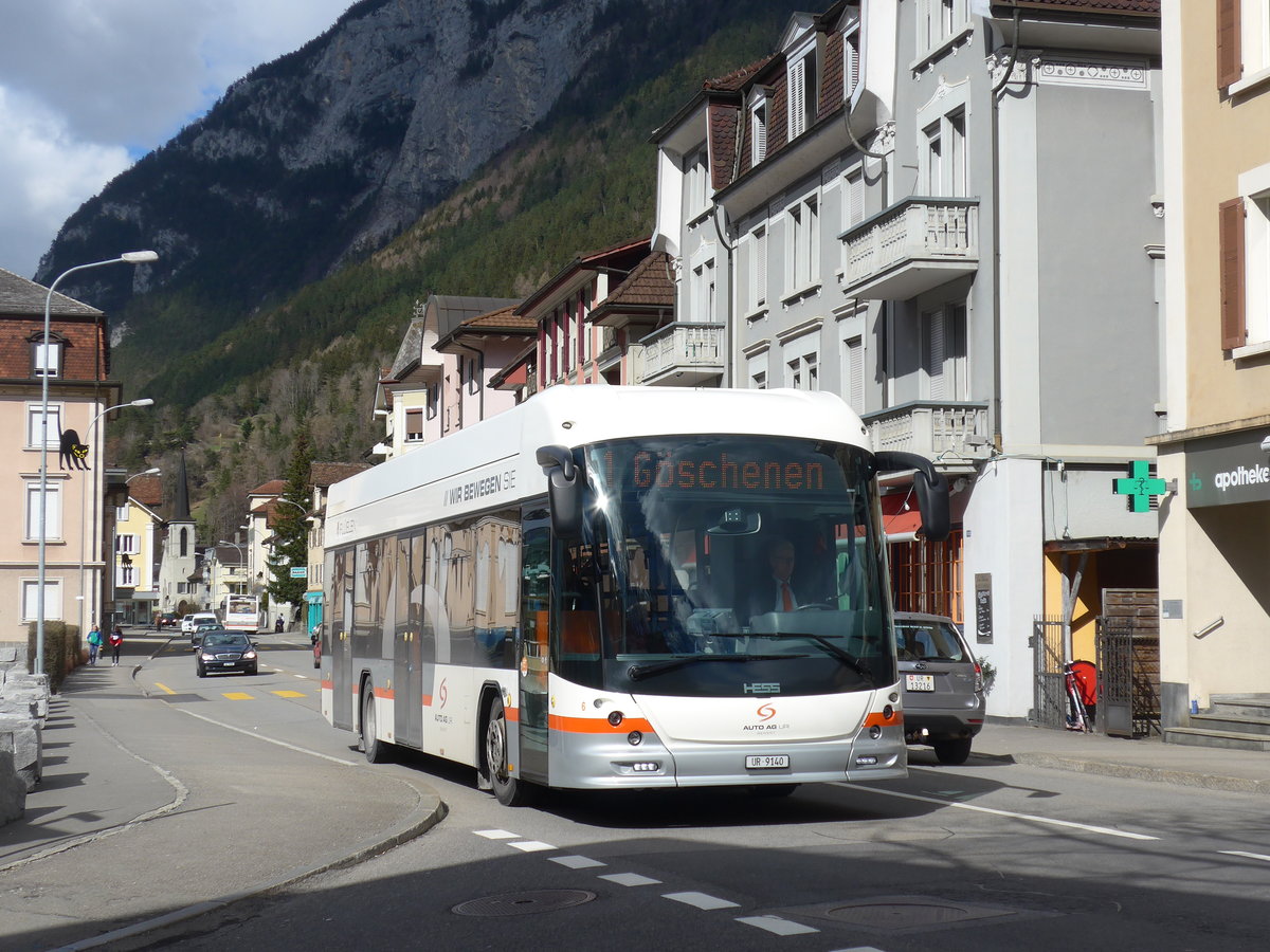 (202'582) - AAGU Altdorf - Nr. 6/UR 9140 - Hess am 19. M�rz 2019 beim Bahnhof Erstfeld