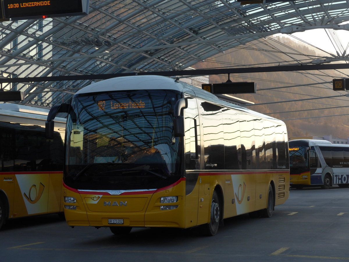 (202'664) - PostAuto Graub�nden - GR 173'202 - MAN am 20. M�rz 2019 in Chur, Postautostation