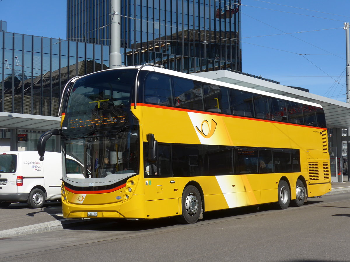 (202'681) - PostAuto Ostschweiz - SG 443'912 - Alexander Dennis am 21. M�rz 2019 beim Bahnhof St. Gallen