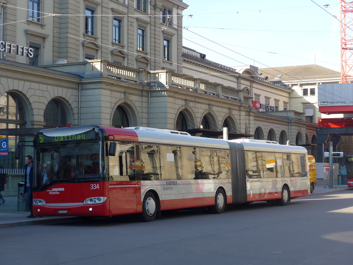 (202'780) - SW Winterthur - Nr. 334/ZH 730'334 - Solaris am 21. M�rz 2019 beim Hauptbahnhof Winterthur