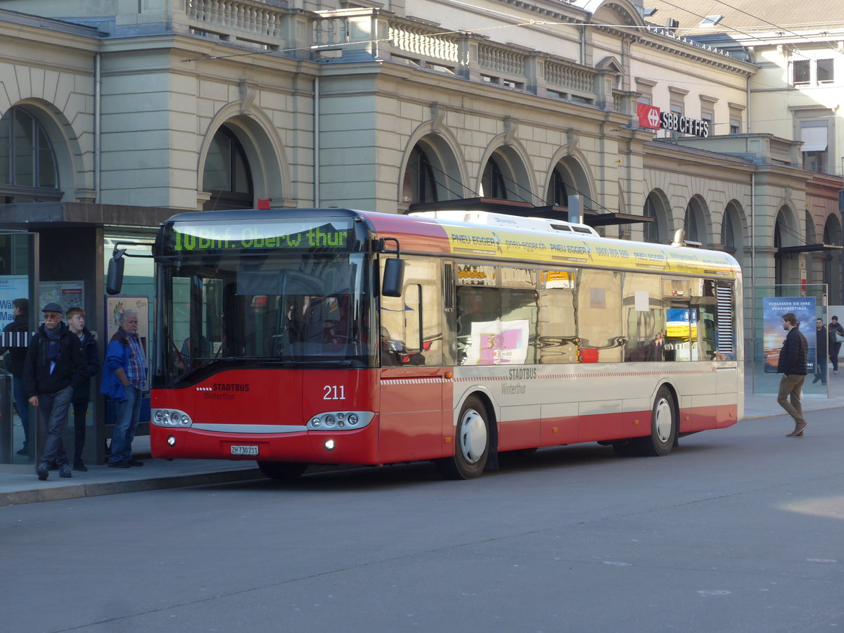 (202'787) - SW Winterthur - Nr. 211/ZH 730'211 - Solaris am 21. M�rz 2019 beim Hauptbahnhof Winterthur