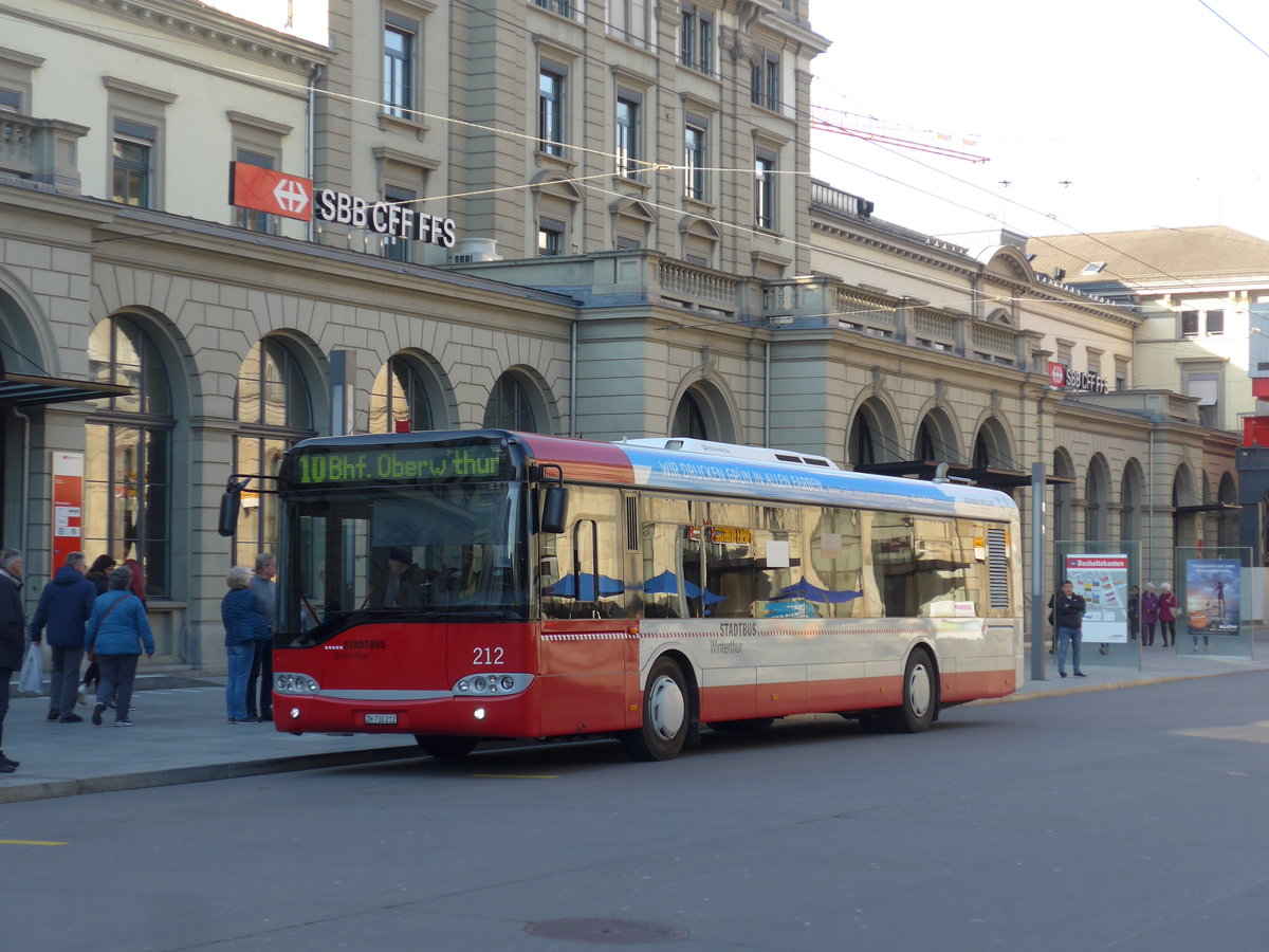 (202'789) - SW Winterthur - Nr. 212/ZH 730'212 - Solaris am 21. M�rz 2019 beim Hauptbahnhof Winterthur