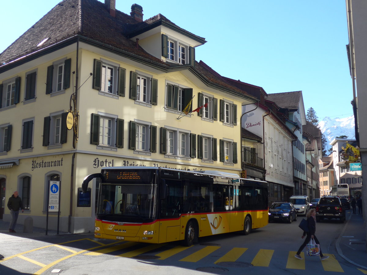 (202'794) - Mattli, Wassen - UR 9261 - MAN am 22. M�rz 2019 in Altdorf, Telldenkmal