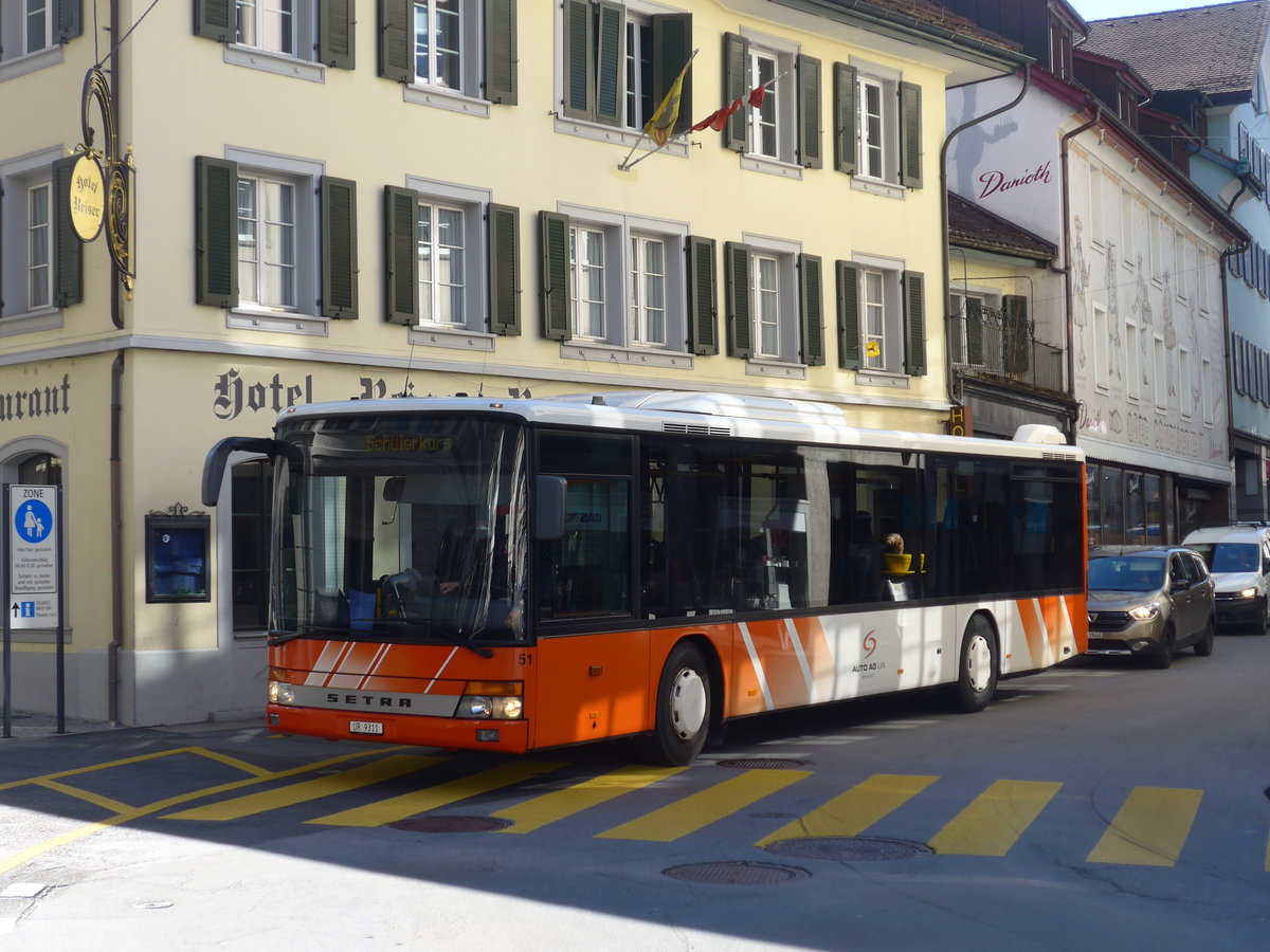 (202'800) - AAGU Altdorf - Nr. 51/UR 9311 - Setra am 22. M�rz 2019 in Altdorf, Telldenkmal