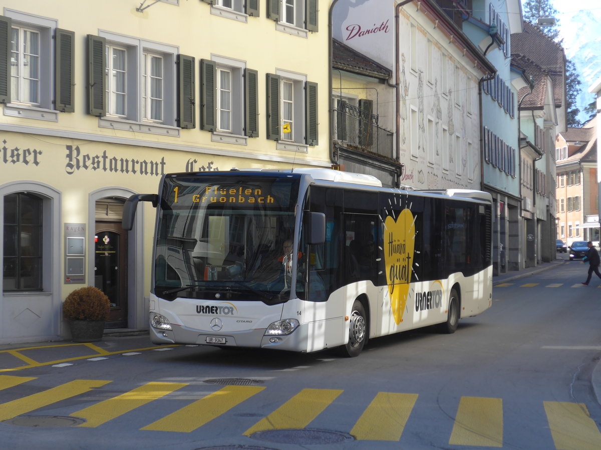 (202'801) - AAGU Altdorf - Nr. 14/UR 9347 - Mercedes am 22. M�rz 2019 in Altdorf, Telldenkmal
