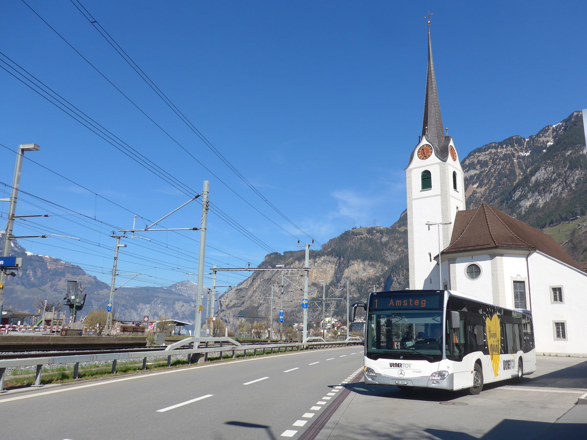 (202'822) - AAGU Altdorf - Nr. 14/UR 9347 - Mercedes am 22. M�rz 2019 in Fl�elen, Hauptplatz