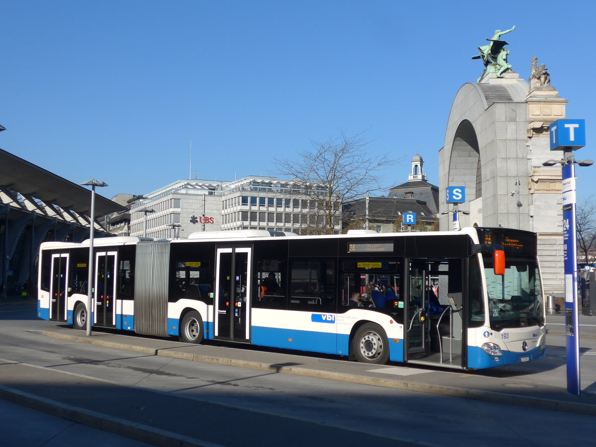 (202'921) - VBL Luzern - Nr. 193/LU 15'651 - Mercedes am 23. M�rz 2019 beim Bahnhof Luzern