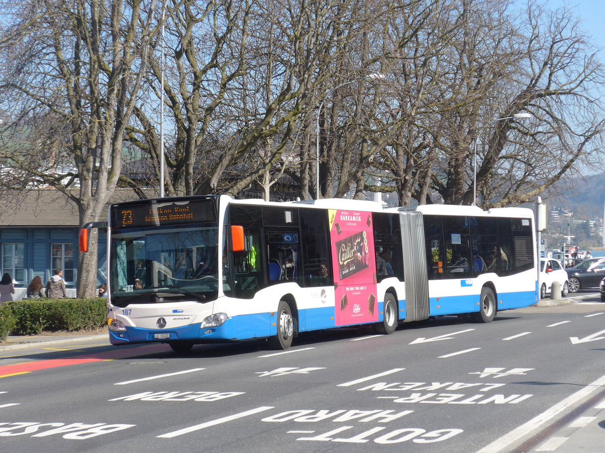 (202'981) - VBL Luzern - Nr. 187/LU 15'020 - Mercedes am 23. M�rz 2019 beim Bahnhof Luzern