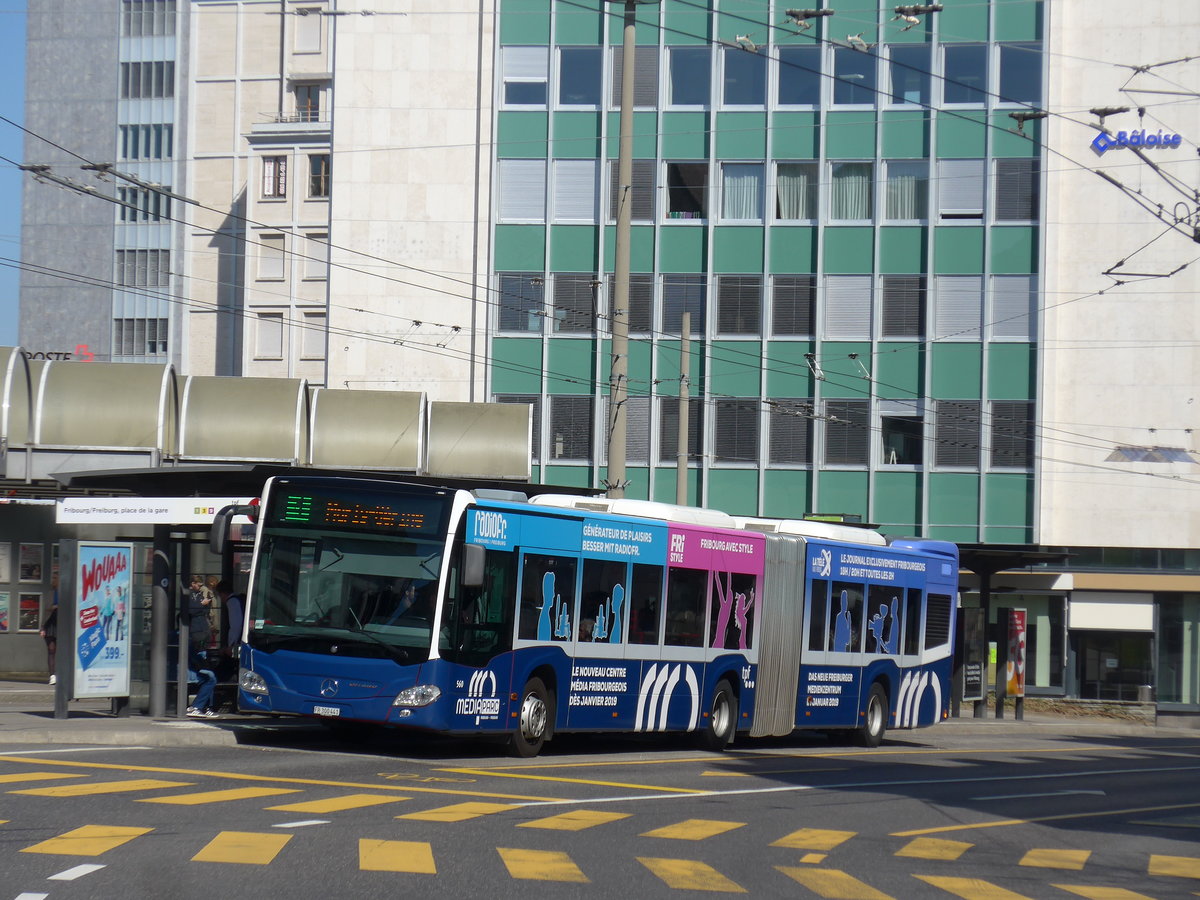 (203'240) - TPF Fribourg - Nr. 560/FR 300'441 - Mercedes am 24. M�rz 2019 beim Bahnhof Fribourg