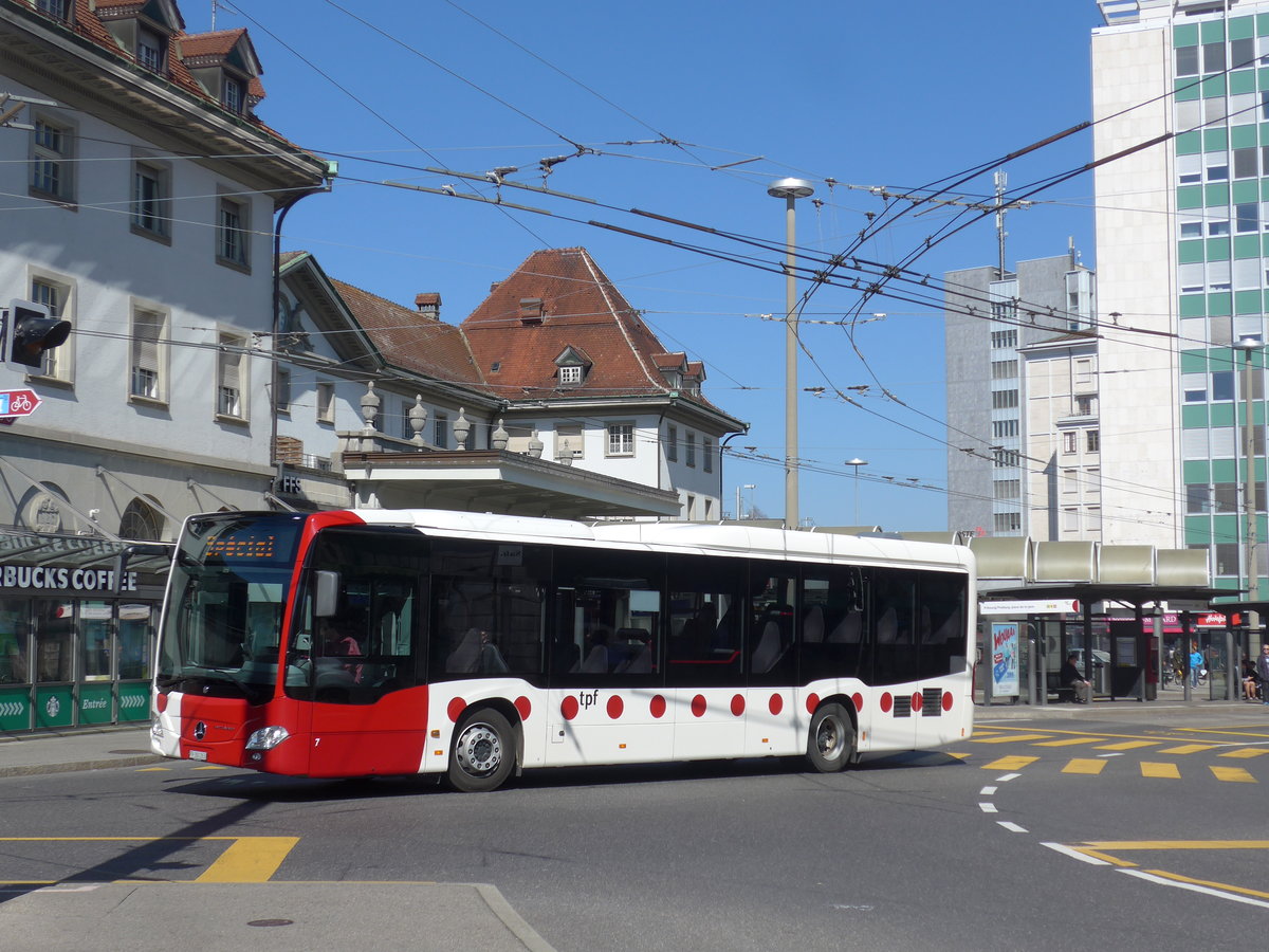 (203'244) - TPF Fribourg - Nr. 7/FR 300'263 - Mercedes am 24. M�rz 2019 beim Bahnhof Fribourg