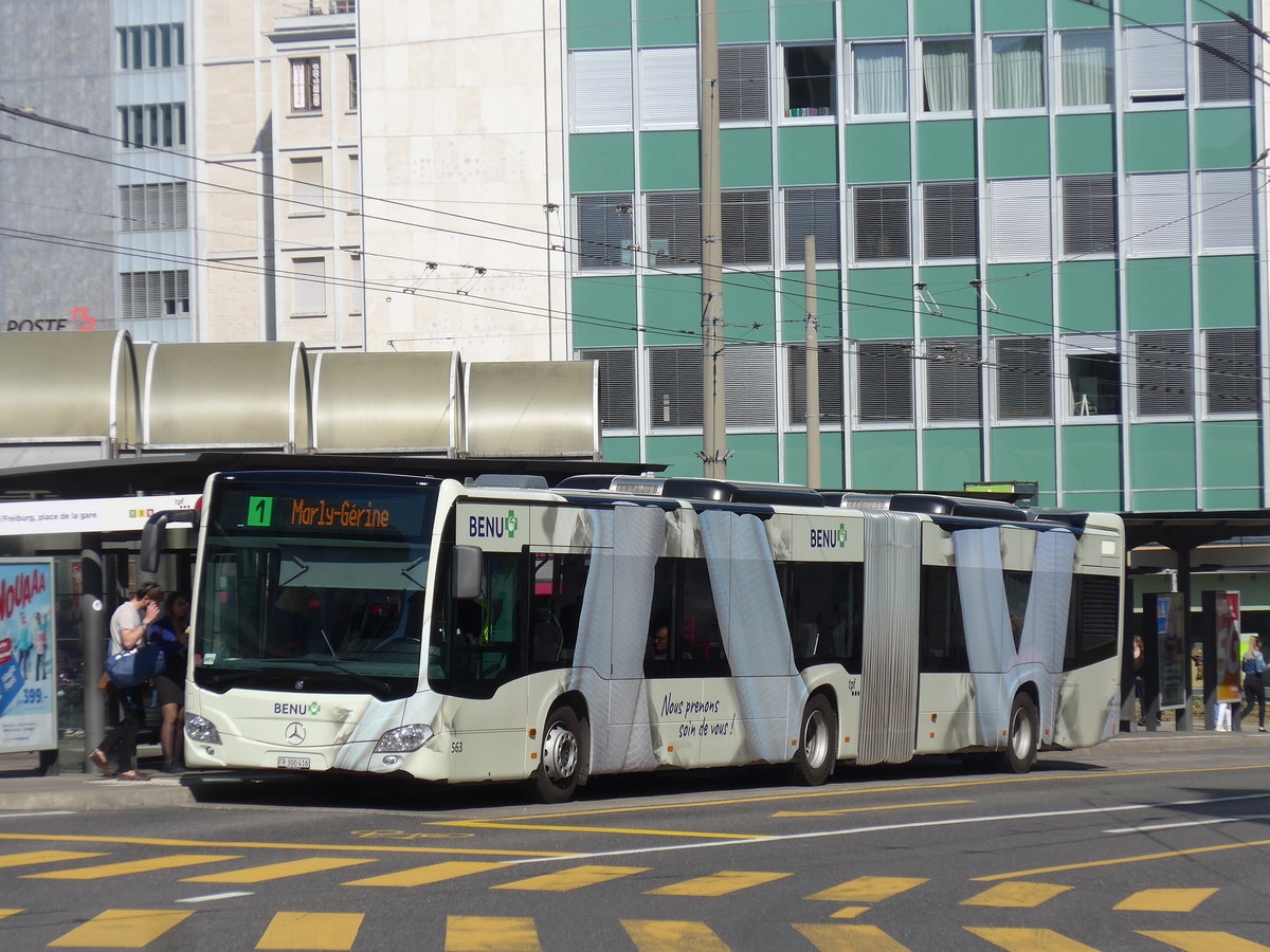 (203'259) - TPF Fribourg - Nr. 563/FR 300'416 - Mercedes am 24. M�rz 2019 beim Bahnhof Fribourg