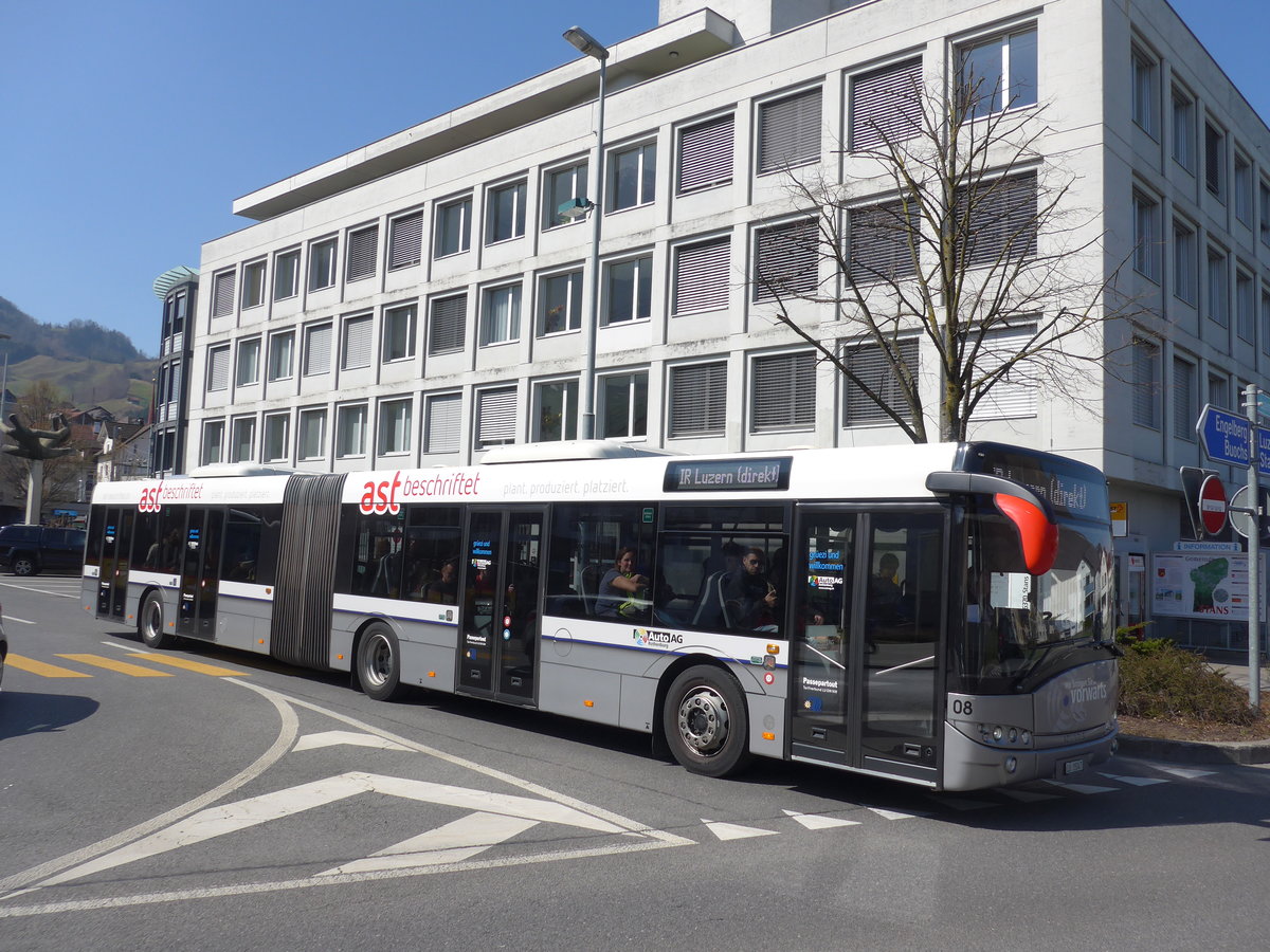 (203'310) - AAGR Rothenburg - Nr. 8/LU 15'047 - Solaris am 30. M�rz 2019 beim Bahnhof Stans