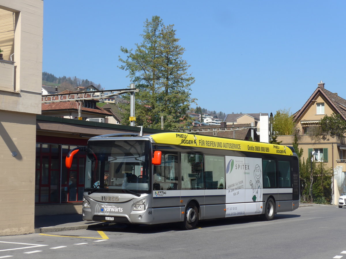 (203'316) - AAGR Rothenburg - Nr. 68/LU 15'770 - Iveco am 30. M�rz 2019 beim Bahnhof Hergiswil